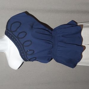 Jaloux one shoulder sequin design blouse size M Navy Blue